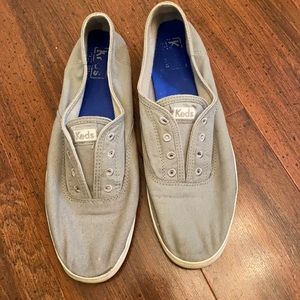 Gray Keds slip on sneakers